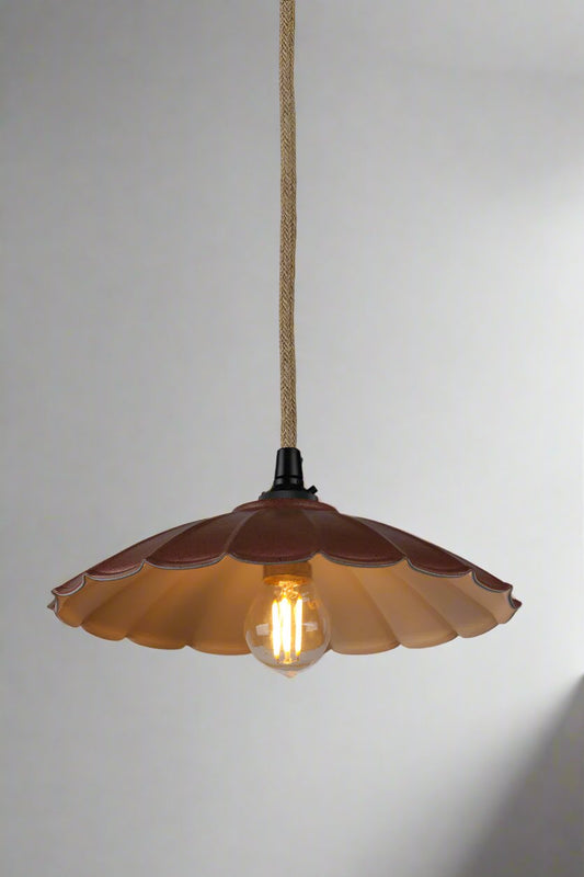 Rust small umbrella pendant with jute cord