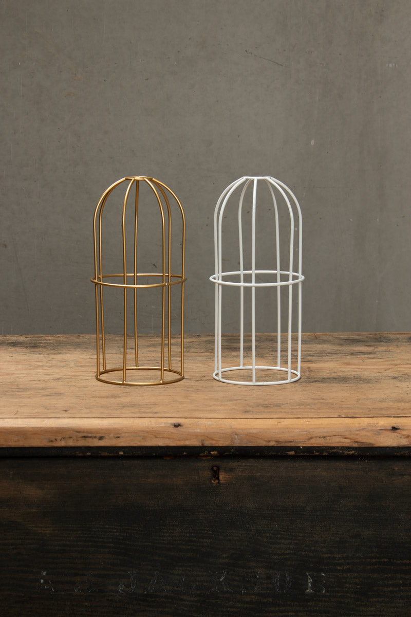 Long Cage Shade in white and brass gold