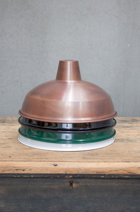 Copper, black, federation green and white warehouse shade stack.
