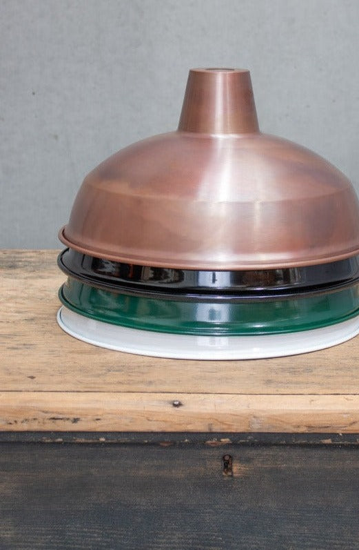 Copper, black, federation green and white warehouse shade stack.