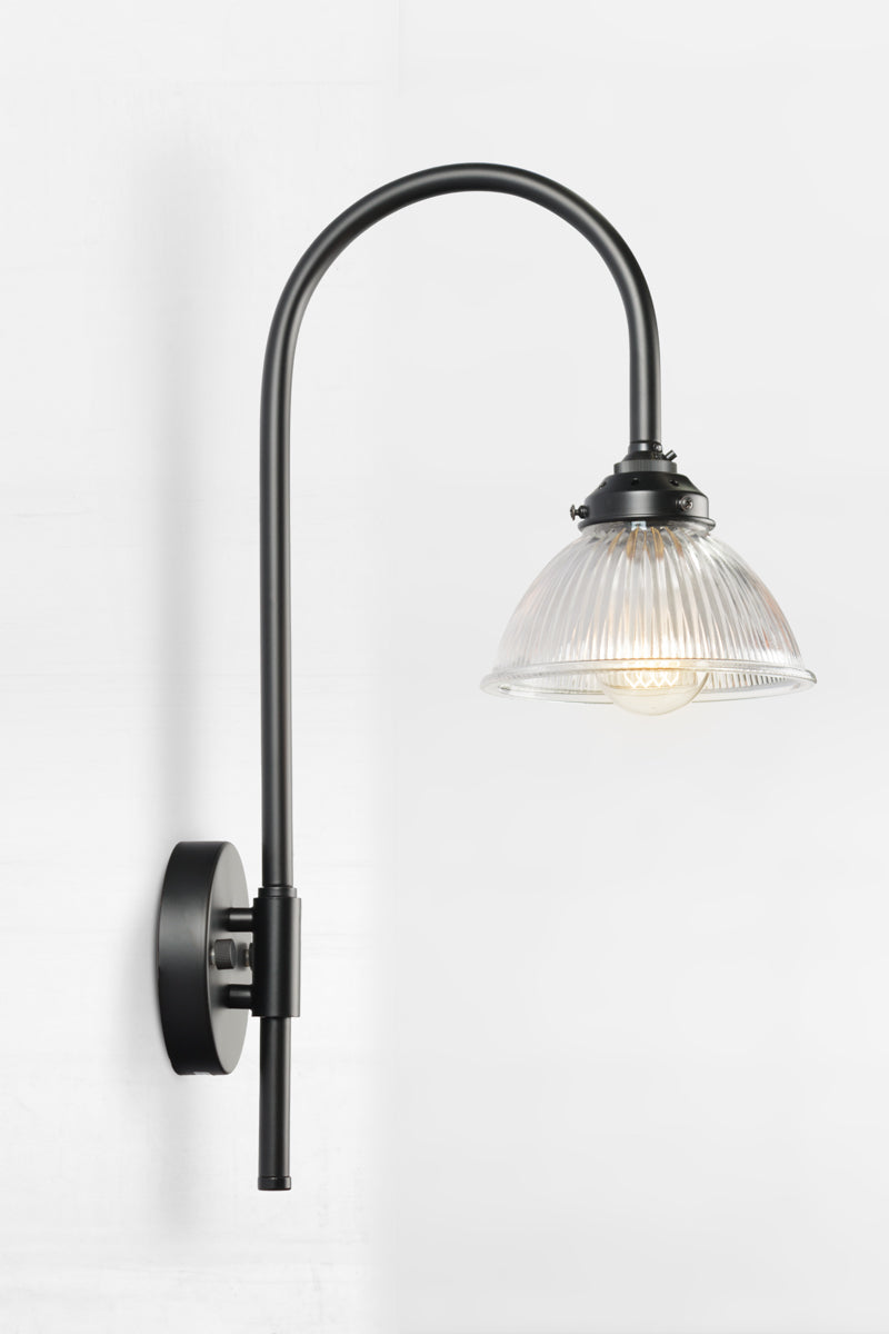 Como Plain shade with black Shepard Hook Swivel Arm Wall Light