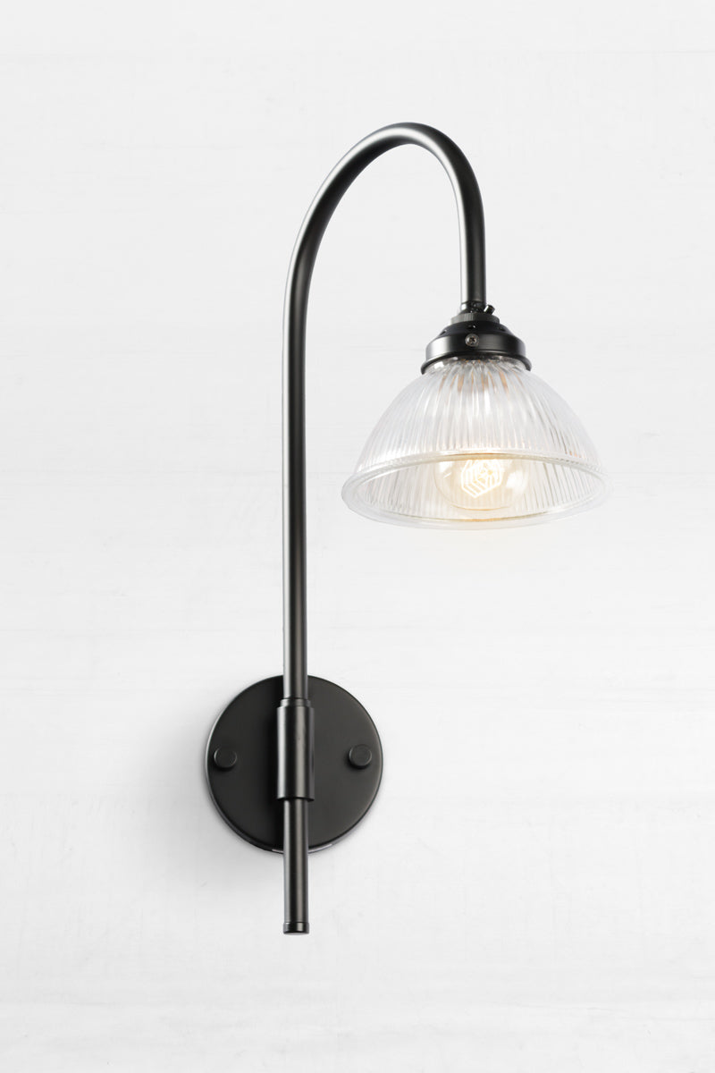 Como Plain shade with black Shepard Hook Swivel Arm Wall Light