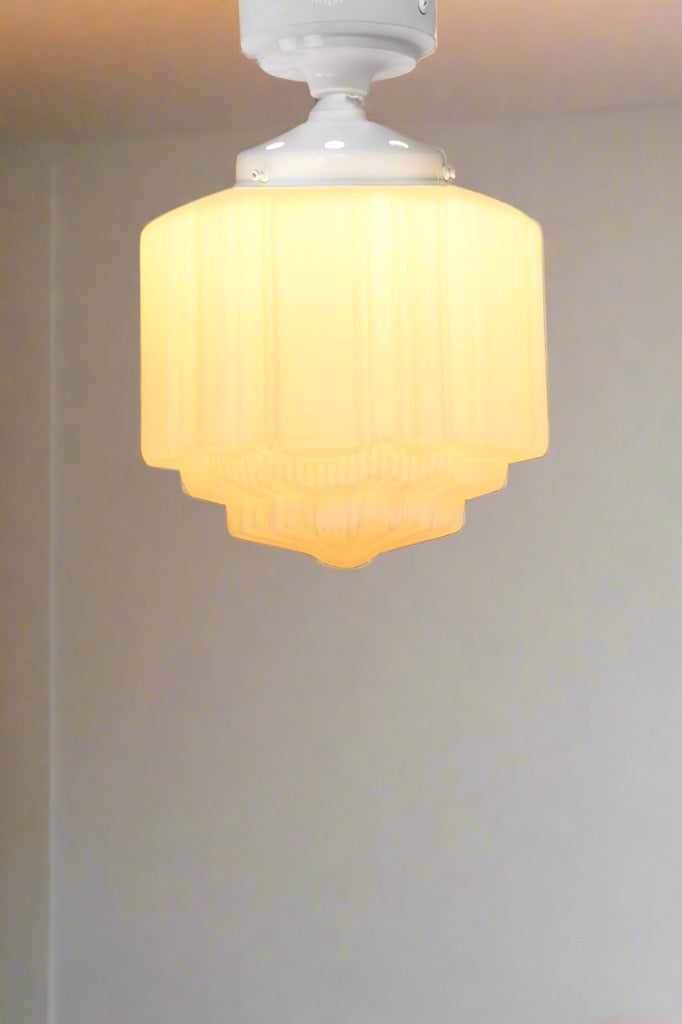 Small opal ceiling light with white batten holder