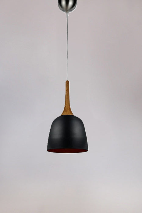 Small black and oak pendant light