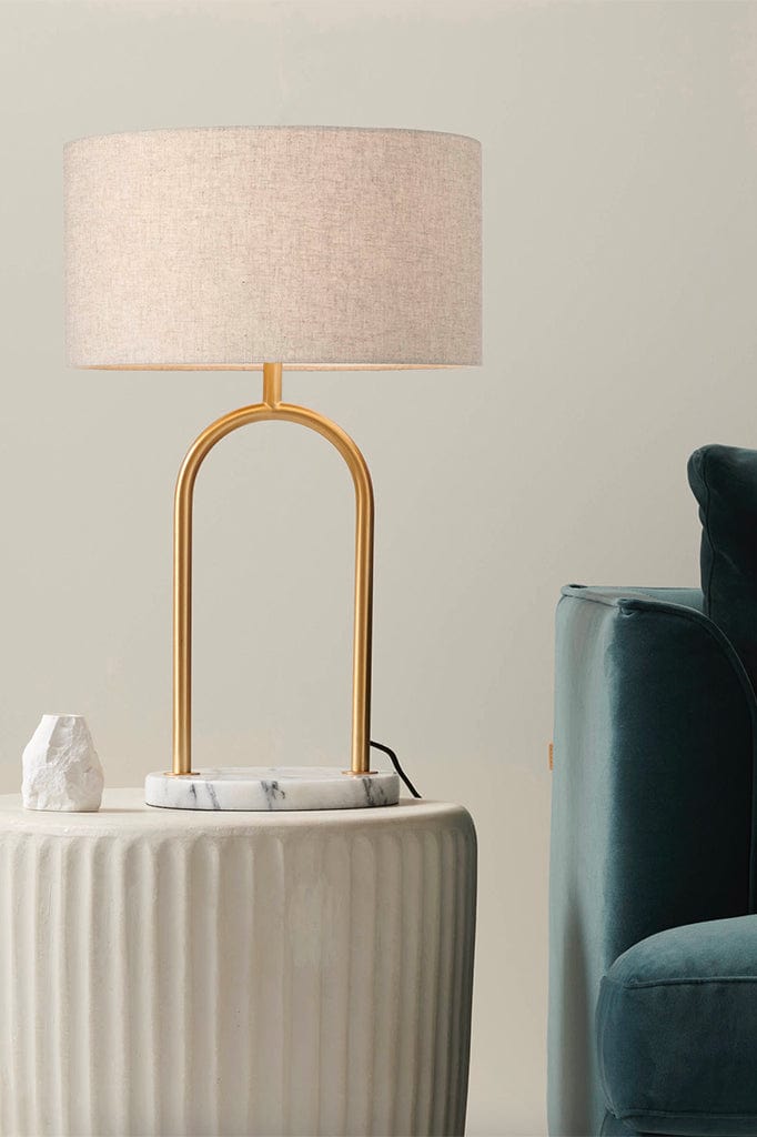 fabric and marble table lamp for living room