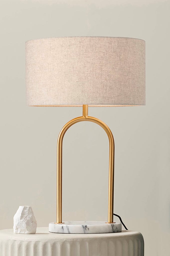 Flax and brass table lamp