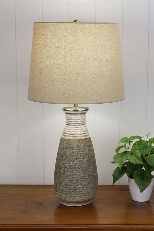 Ceramic base with fabric shade