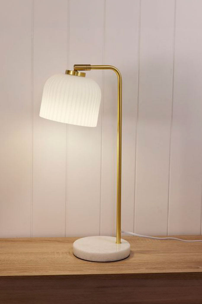 Marble table lamp over desk