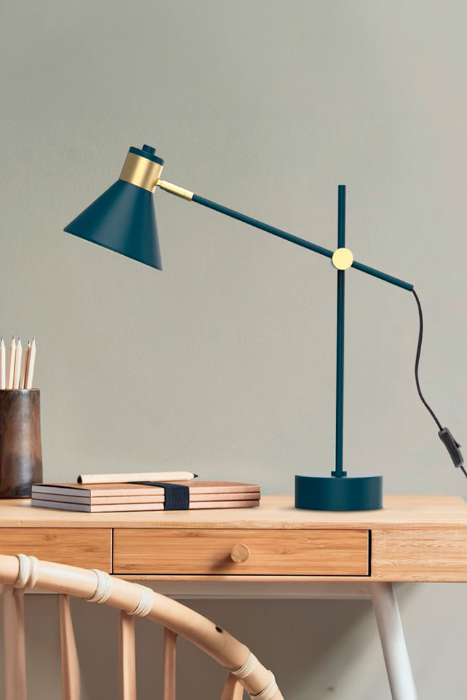 table lamp over an office desk