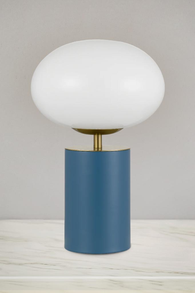 Bogart Touch Table Lamp with a blue base.