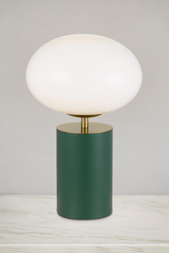 Bogart Touch Table Lamp with a green base.