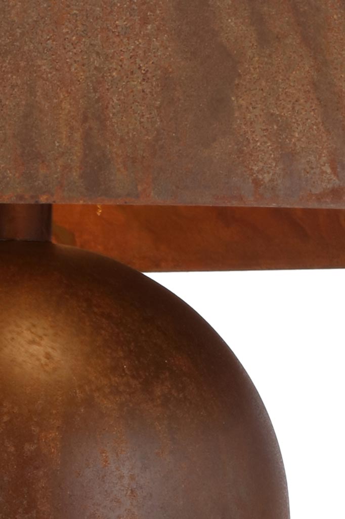 Close up of the Newman Table Lamp in rust.