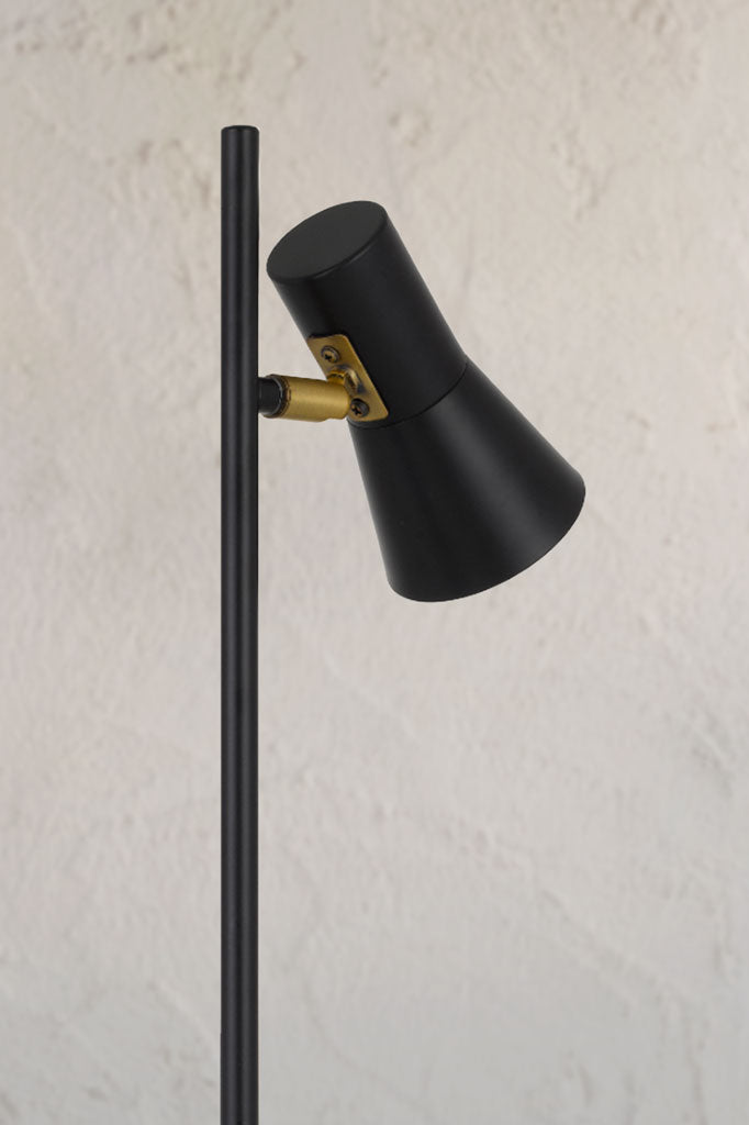 Back image of the Pannal Table Lamp with black shades and brass inner.