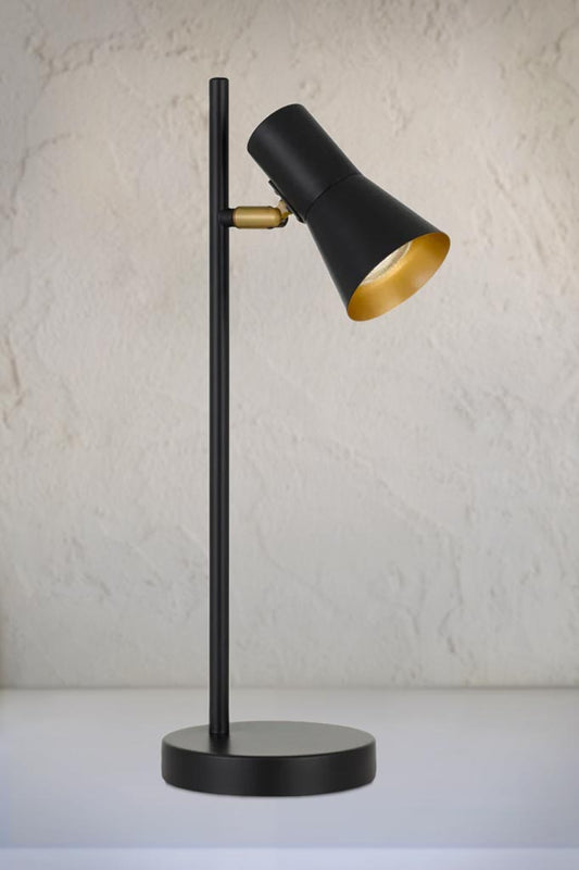 Pannal Table Lamp with black shades and brass inner.