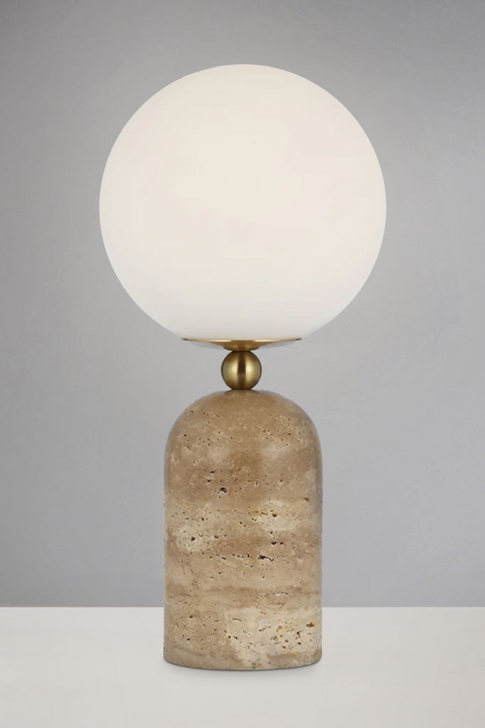 Shorestone Glass Ball Table Lamp in beige.