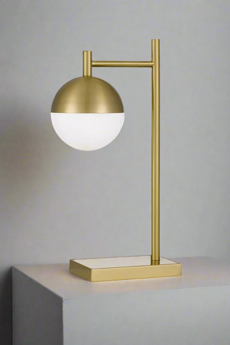 Gold crown sphere hook table lamp