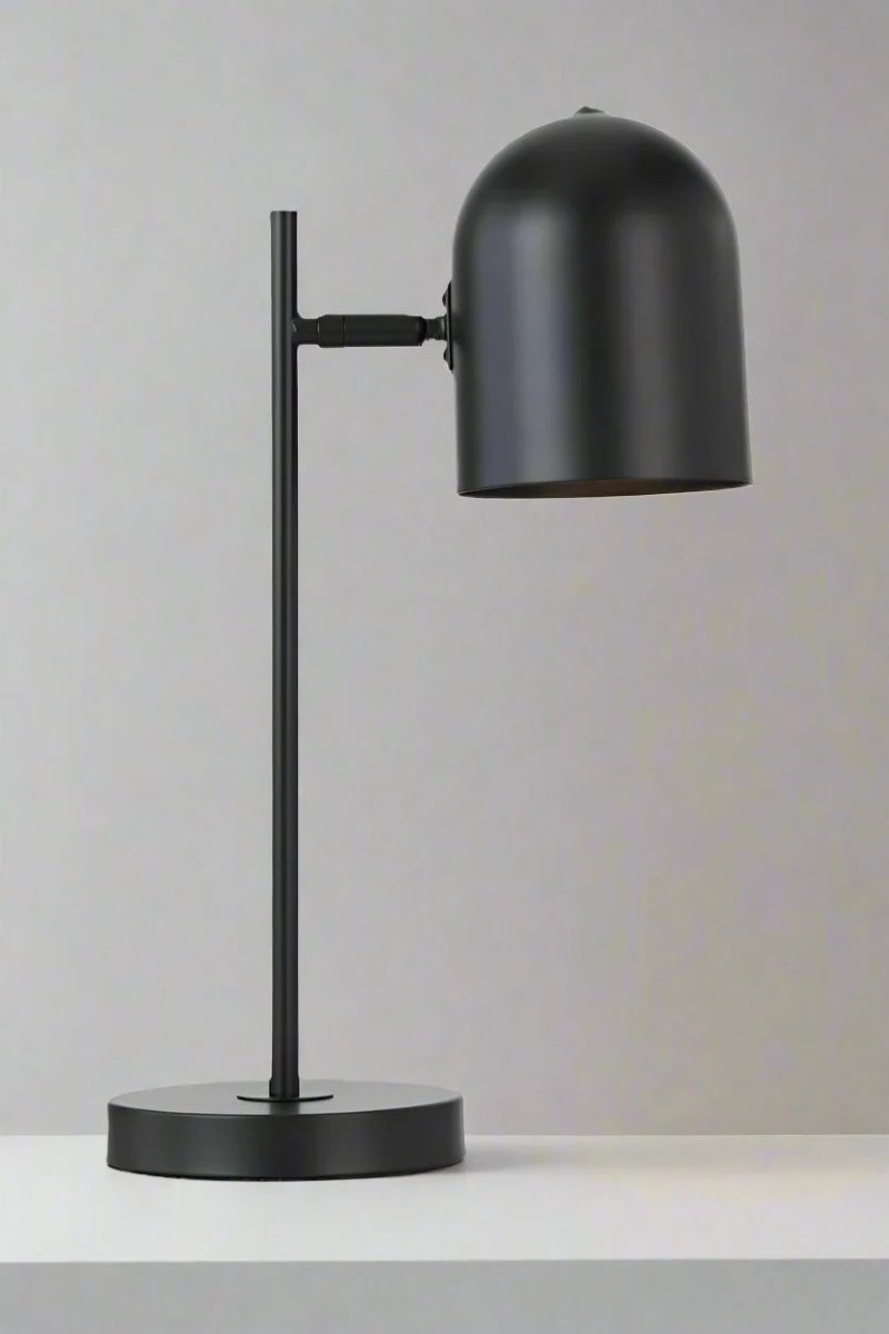 Black table lamp with adjustable head.