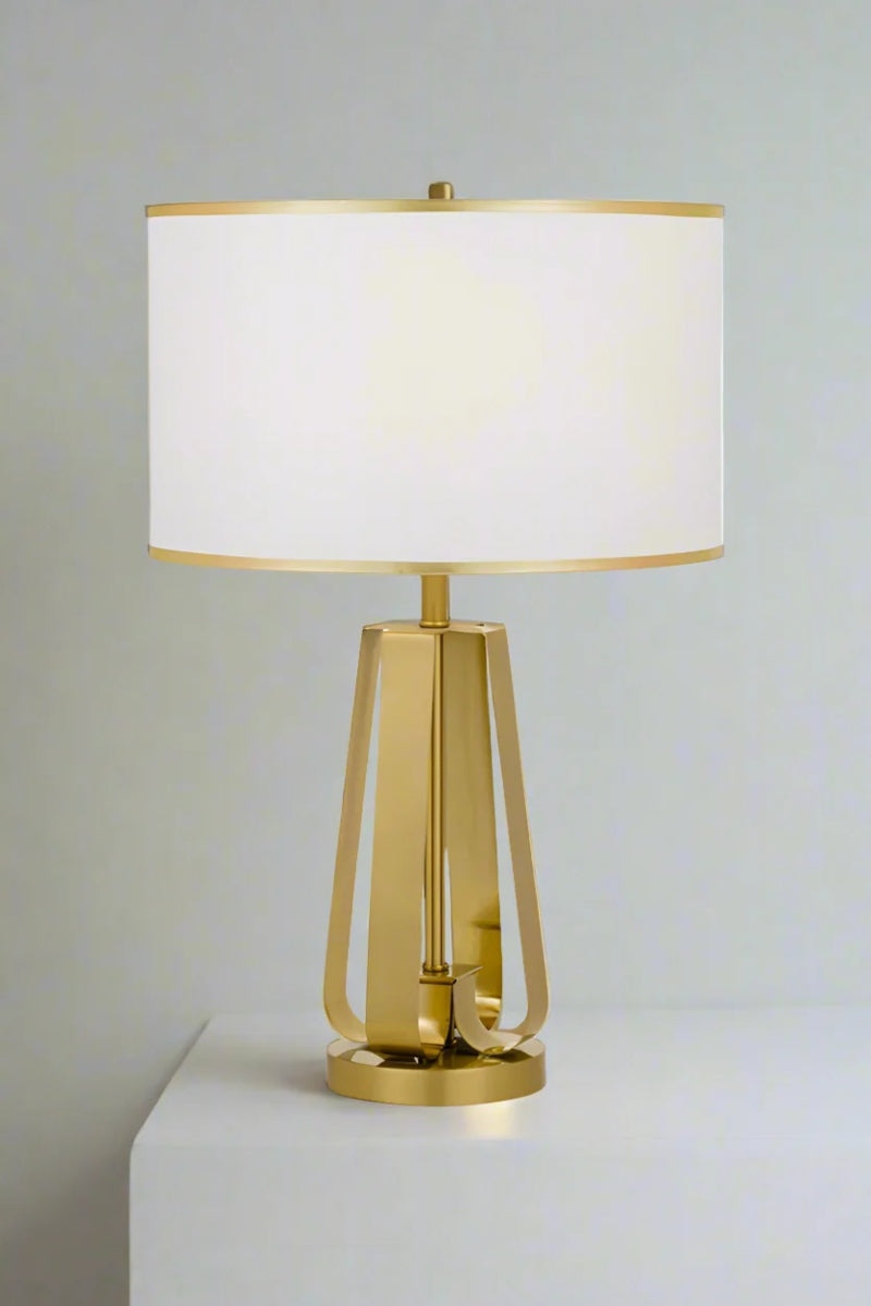 Gold and white table lamp