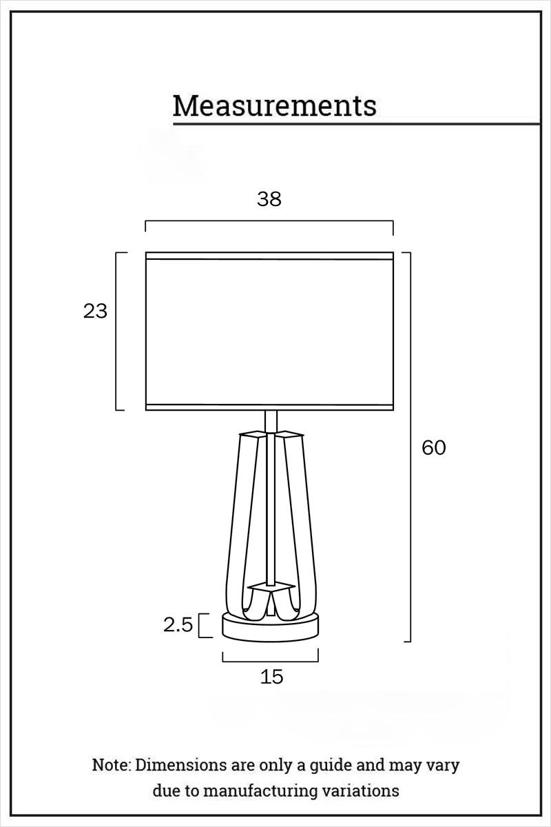 Dimension illustration of the Callington Table Lamp