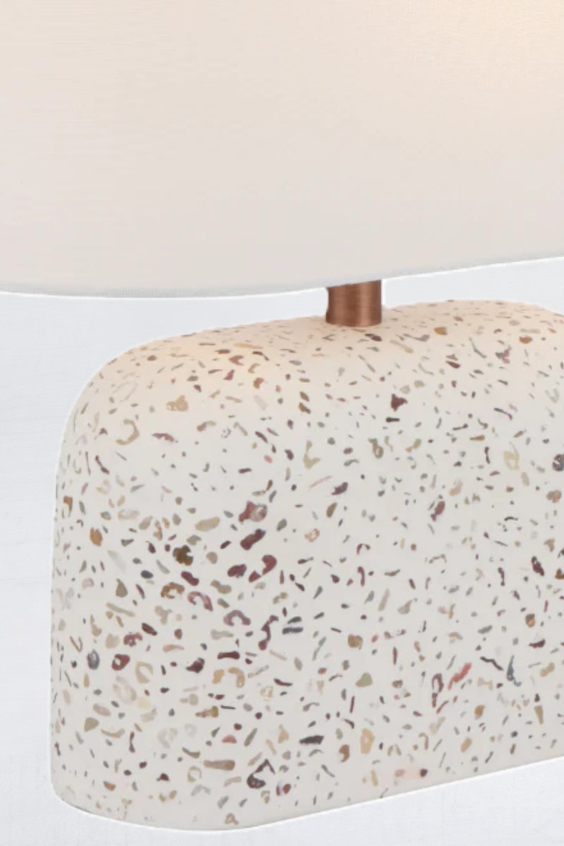 Close up of the terrazzo lamp base. 