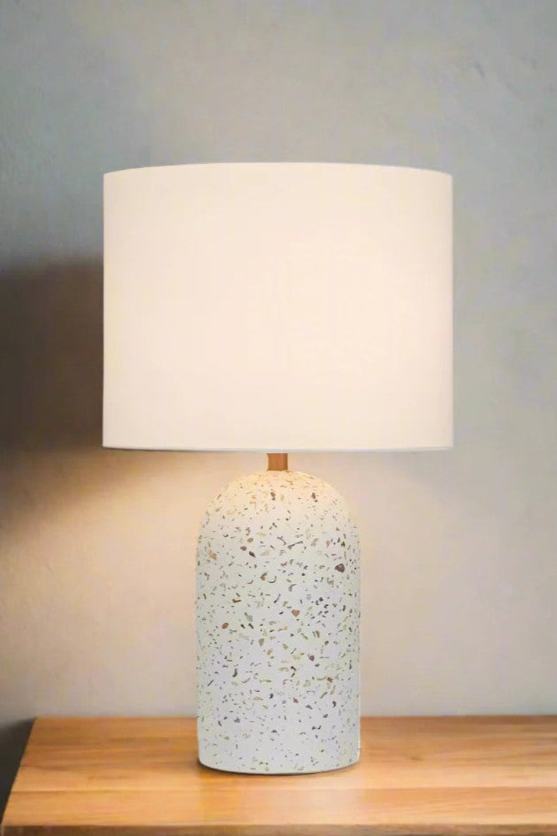 Small terrsazzo lamp with ivory shade