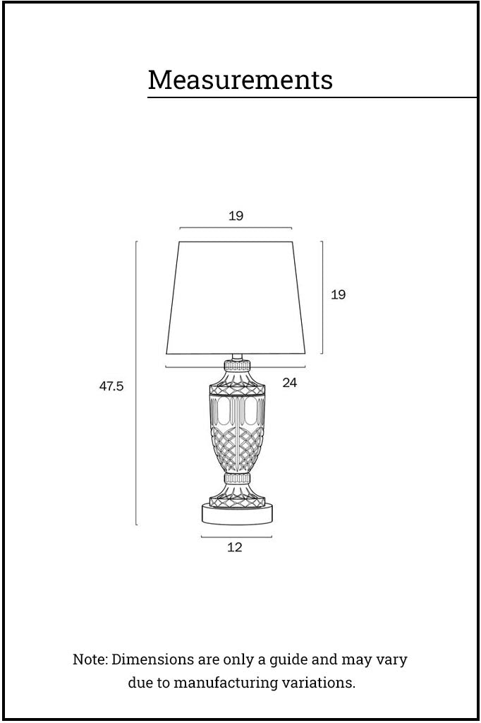 measurements of Gatz Glass Table Lamp