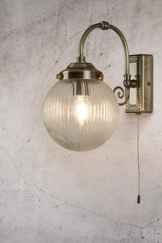 Vanity Wall Light with antique brass wall arm