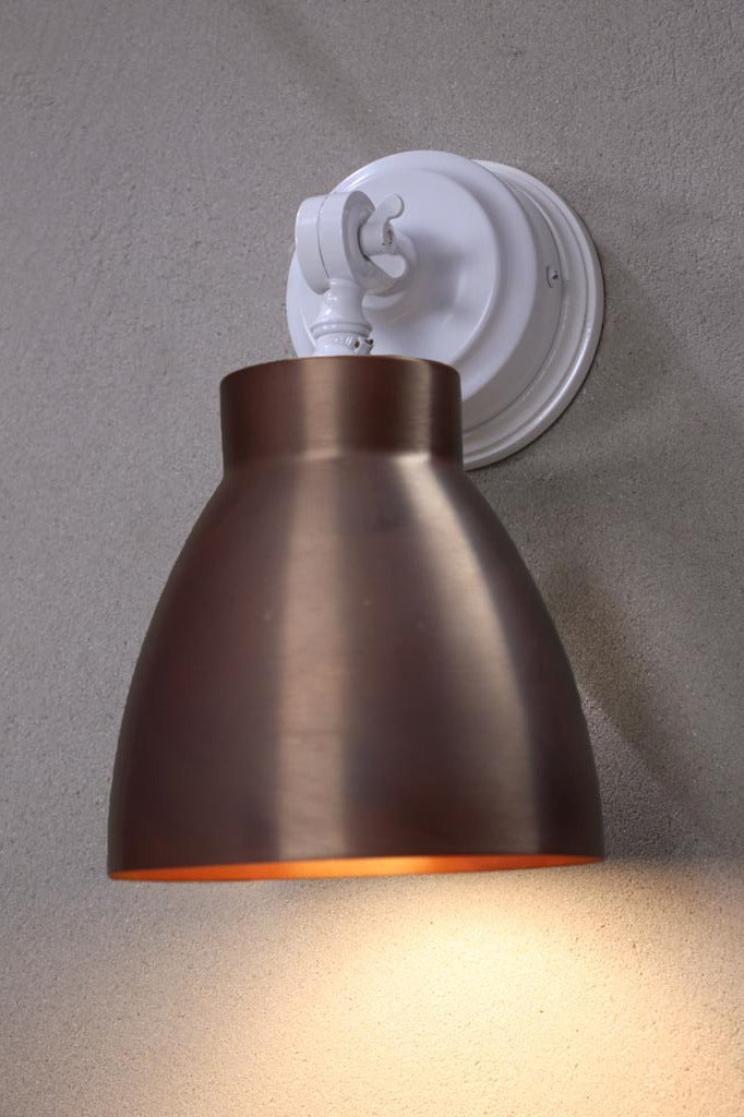 copper shade on white fitting