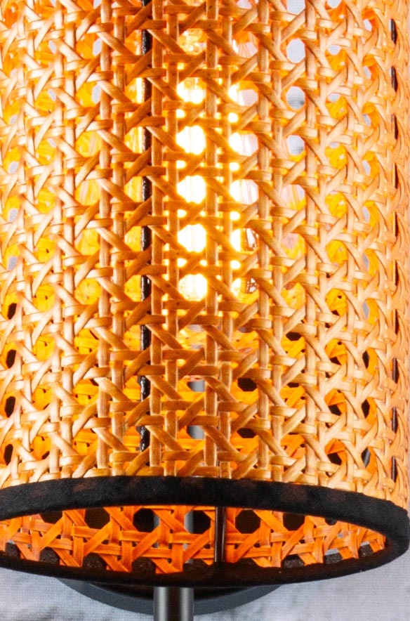 Moselle Rattan Shepherd Hook Wall Light close up