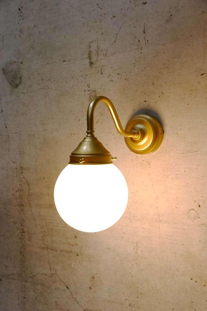 Glass Ball Gooseneck Exterior Light in gold