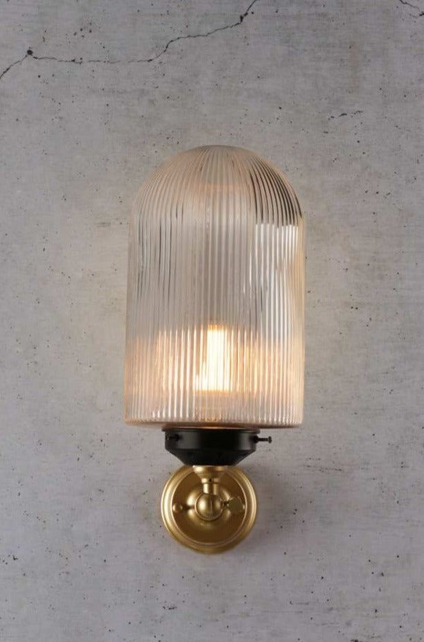 Clear Reeded Glass with Gold Swivel Arm Wall Light