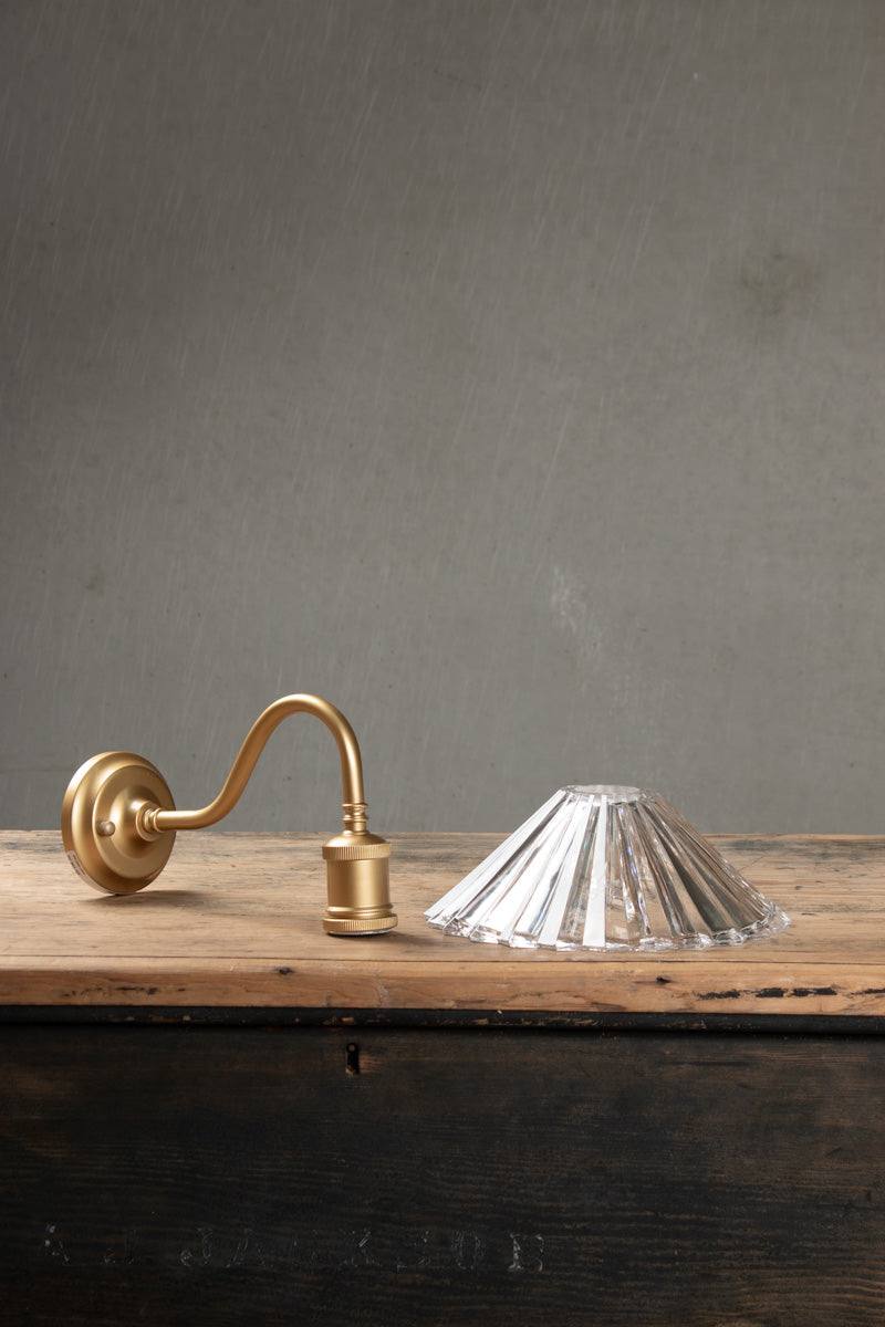 Paris Pleated Glass Gooseneck gold brass Wall Light