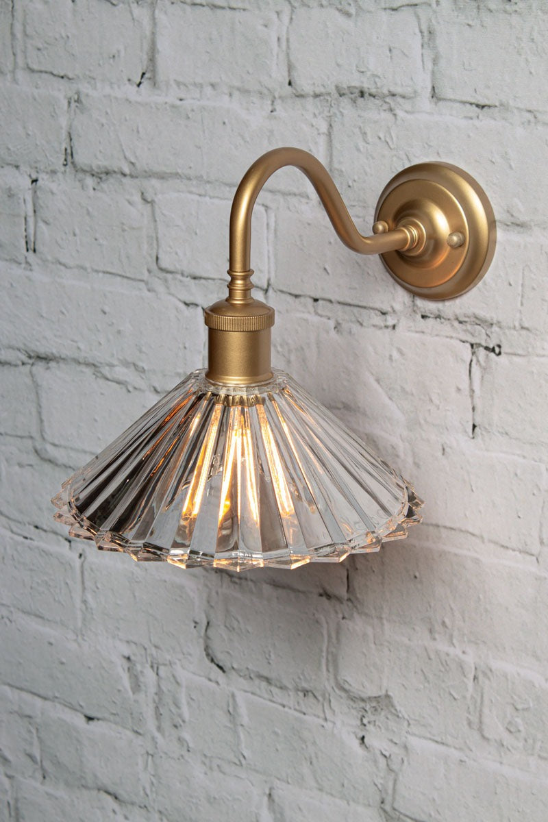 Paris Pleated Glass Gooseneck Wall Light