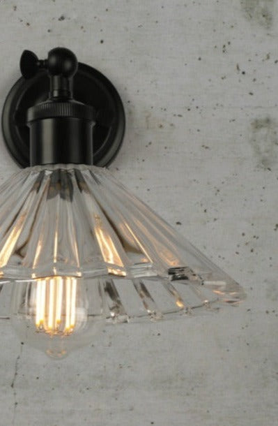 Paris Pleated Glass Wall Light close up