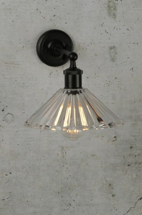 Paris Pleated Glass Wall Light on adjustable wall sconce