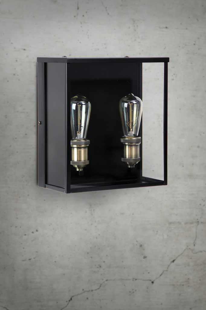 Modern outdoor wall light with black finish with 2 lights