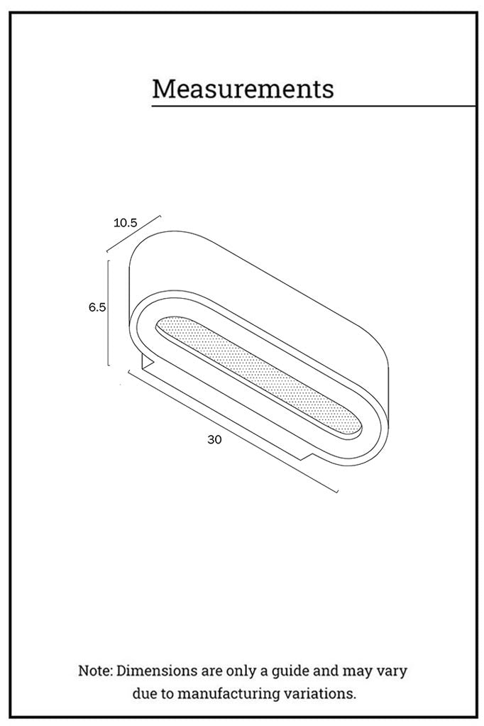 Dimension Illustration of the Lacelles plaster wall light.  