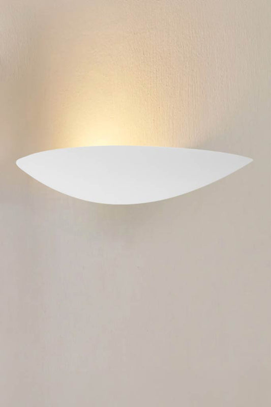 Shallow half dish shaped plaster wall light. 