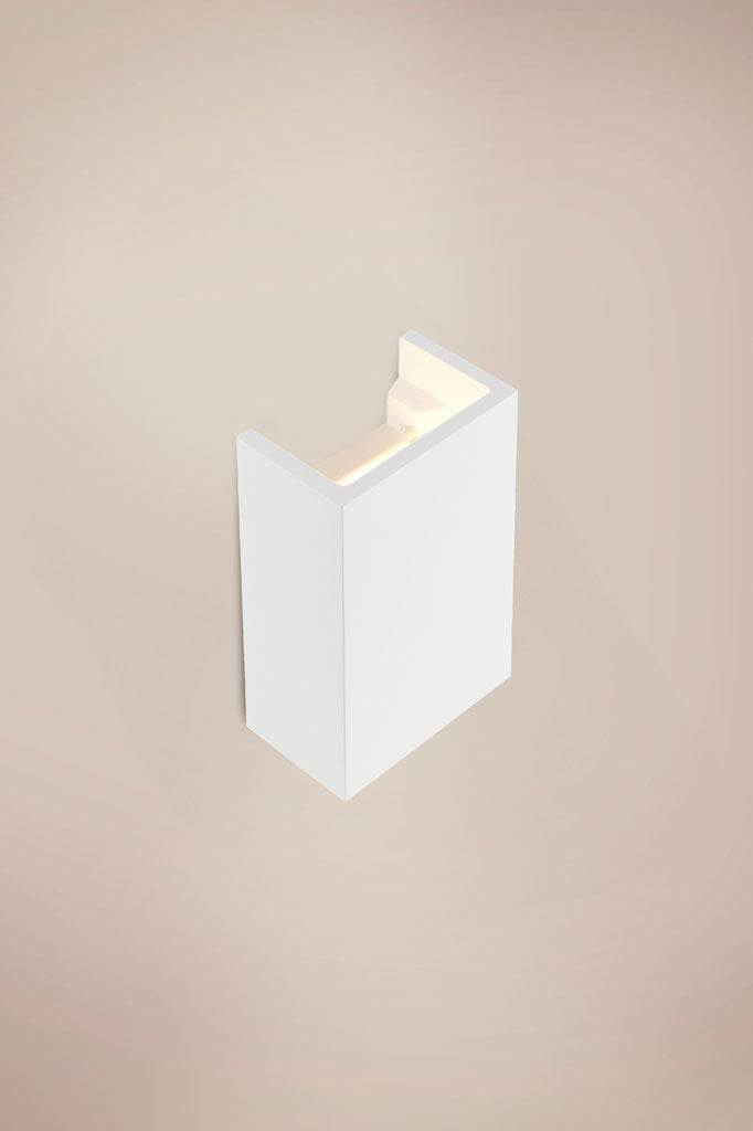 Top view open ended rectangular plaster wall light