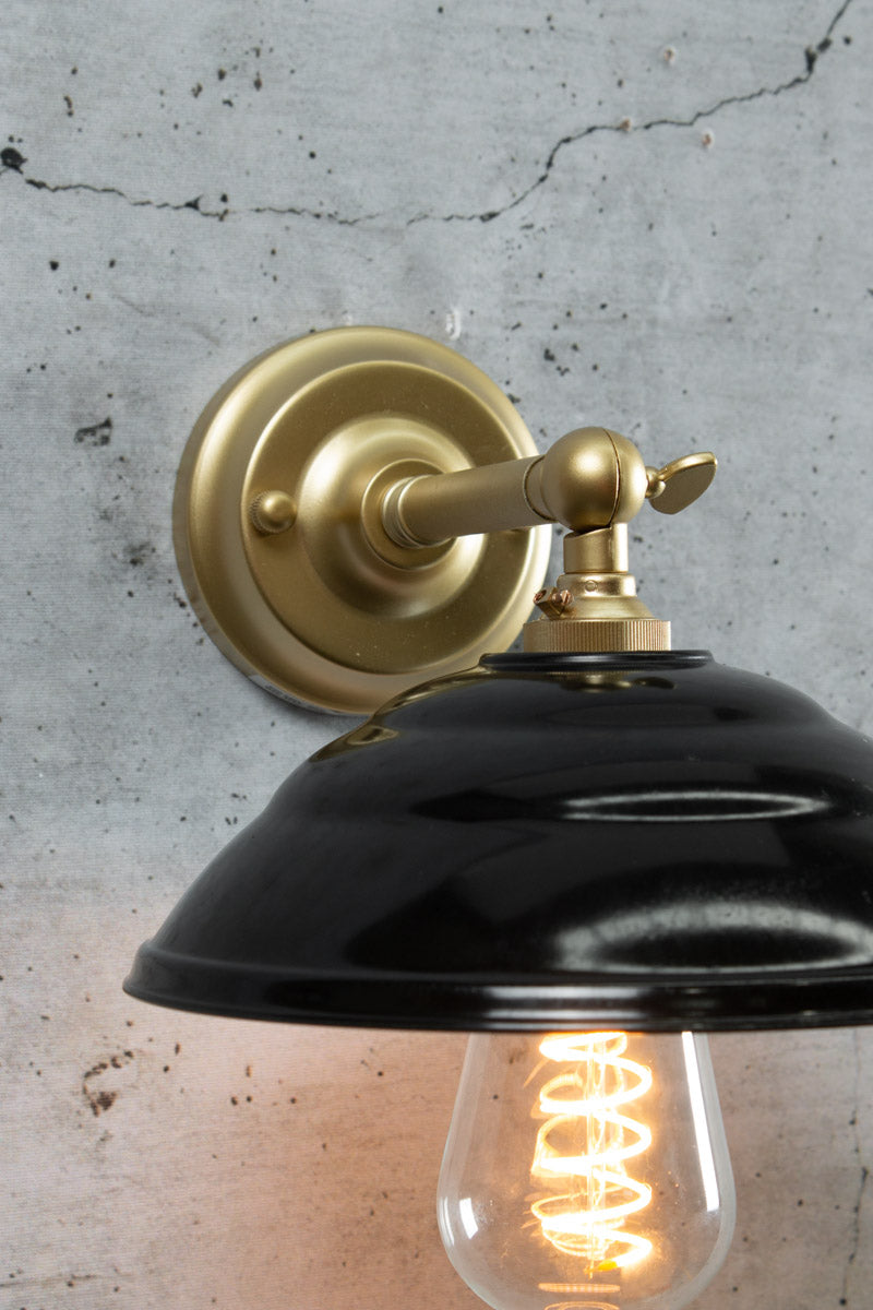 Black Bakelite Wall Light gold arm