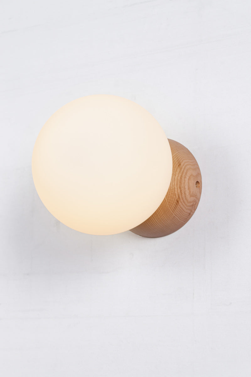 Oslo Glass Wall Light wooden batten holder