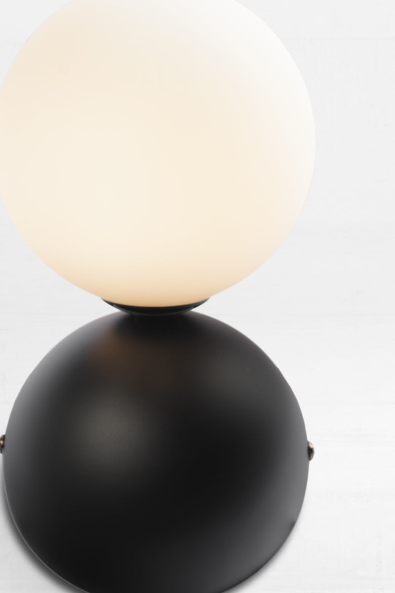 Brooklyn Orb Wall Lamp with black metal sconce