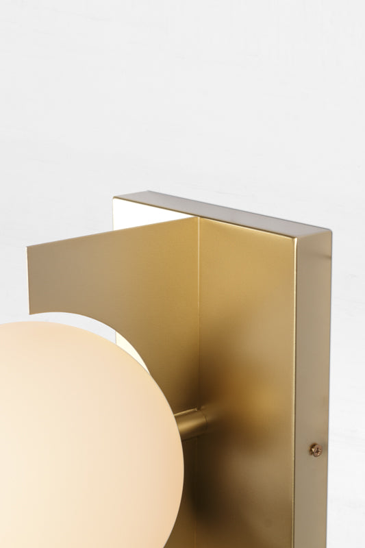 gold slimline wall sconce with opal shade