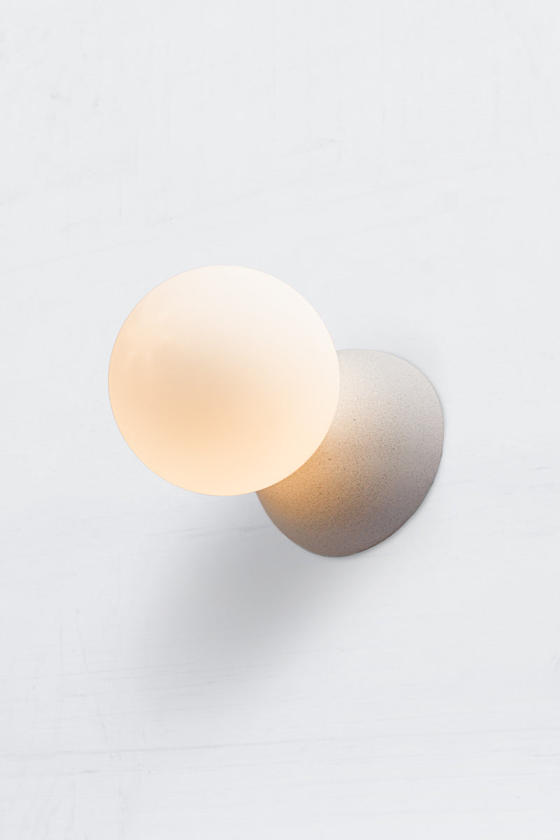 Brooklyn Concrete Orb Wall Light with opal glass