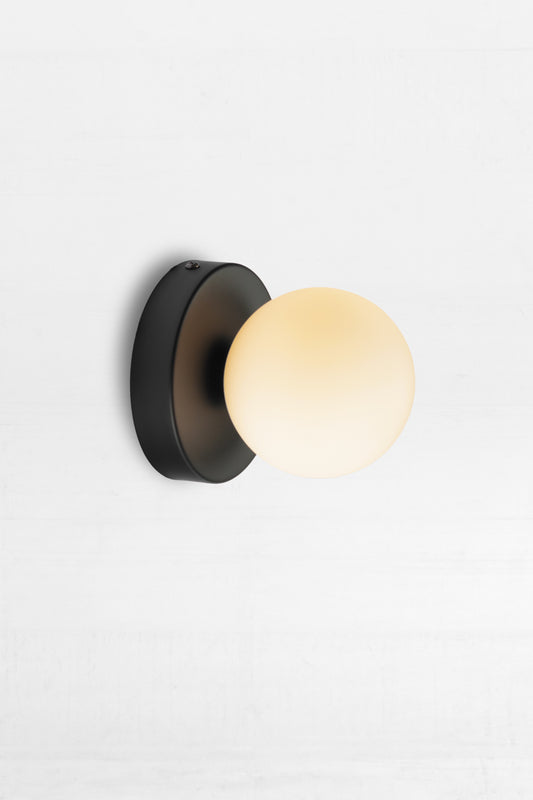 Brooklyn Steel Orb Wall Sconce with black finish