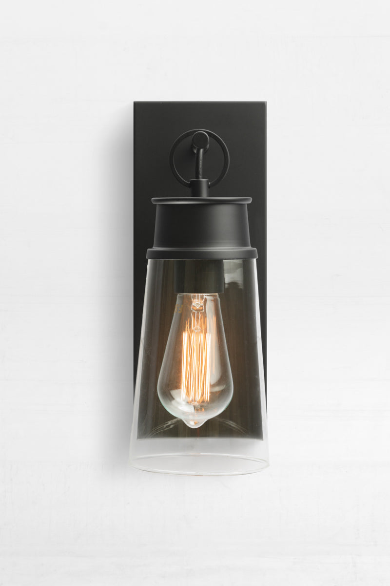 Atlanta Glass Wall Light with black steelware