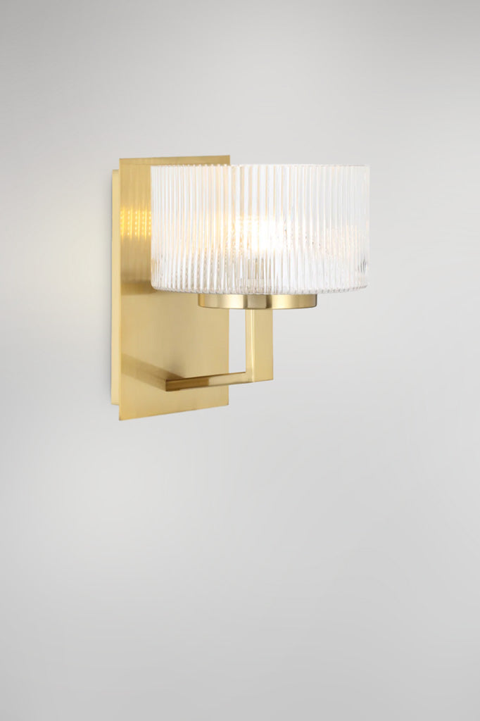 Aalto Reeded Glass Wall Light in Antique Gold.