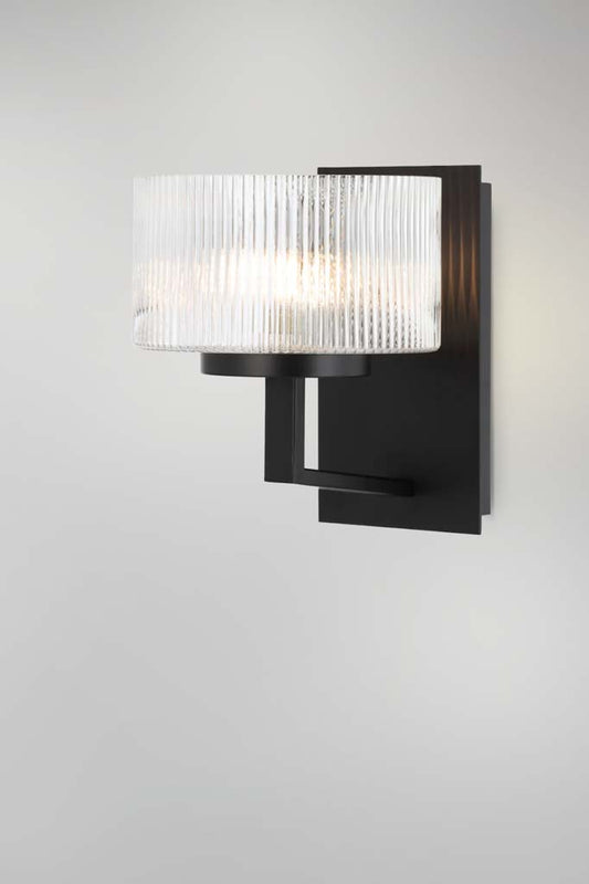 Aalto Reeded Glass Wall Light in Black.