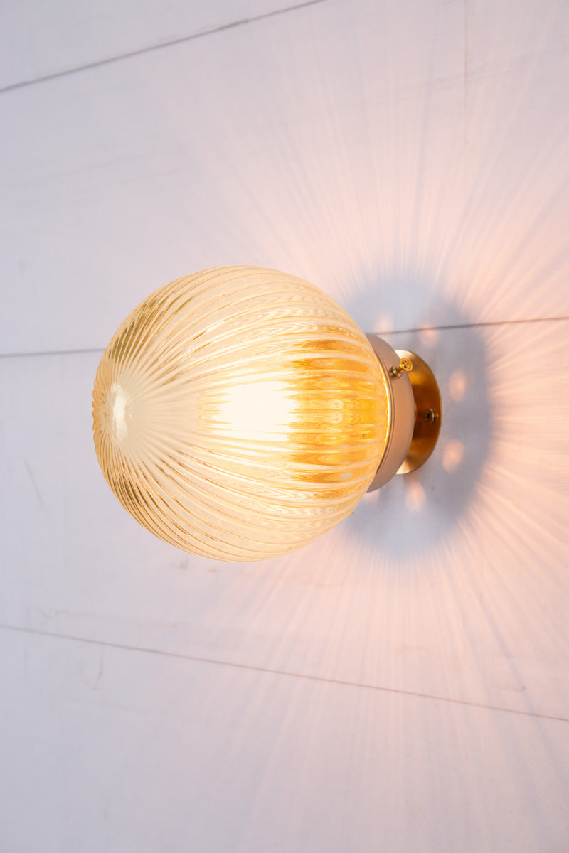 amber glass shade with brass finish fittings