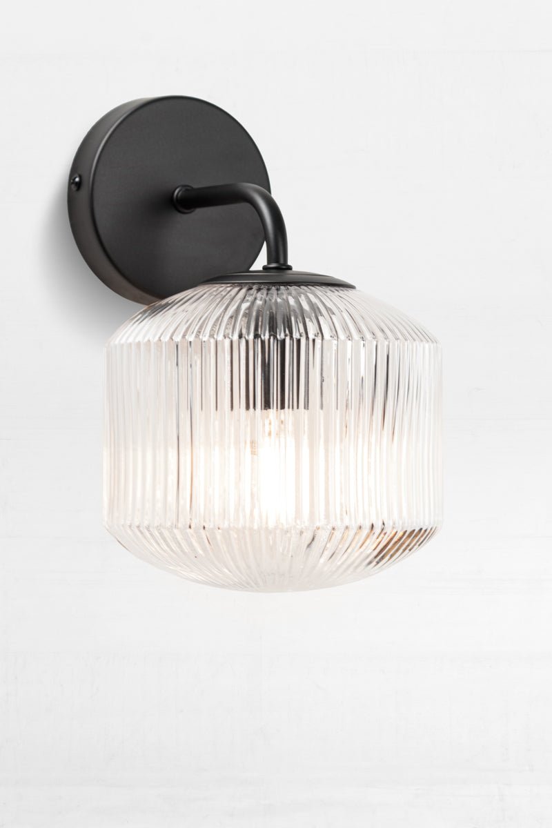 Steller Reeded Glass Wall Light clear